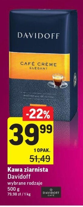Intermarche Kawa ziarnista Davidoff 500g oferta