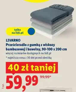 Lidl LIVARNO Prześcieradło z gumką z wiskozy bambusowej i bawełny, 90-100 x 200 cm oferta