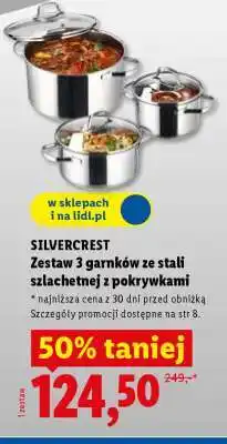 Lidl SILVERCREST Zestaw 3 garnków ze stali szlachetnej z pokrywkami oferta