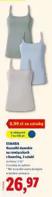 Lidl ESMARA Koszulki damskie na ramiączkach z bawełną, 3 sztuki oferta