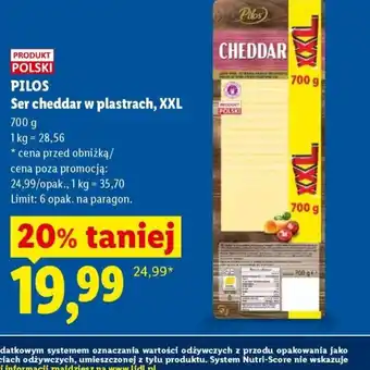 Lidl Pilos Ser cheddar w plastrach XXL oferta