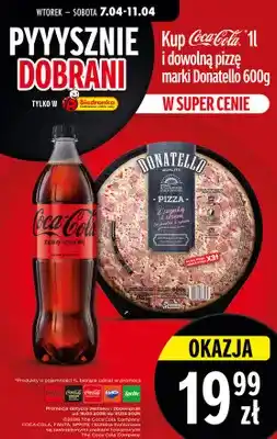 Biedronka Napój Coca-Cola zero cukru 1l + pizza Donatello z szynką i serem 600g oferta