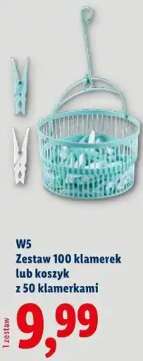 Lidl W5 Zestaw 100 klamerek lub koszyk z 50 klamerkami oferta