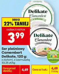 Biedronka Ser pleśniowy Camembert Delikate, 120 g: z ziołami, z czarnuszką oferta