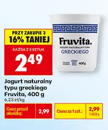 Biedronka Jogurt naturalny typu greckiego Fruvita oferta