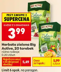 Biedronka Herbata zielona Big Active, 20 torebek różne rodzaje oferta