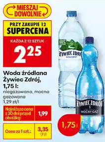 Biedronka Woda źródlana Żywiec Zdrój, 1,75 l: niegazowana, mocno gazowana oferta