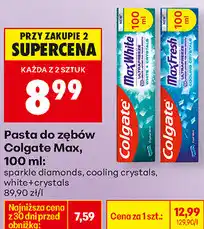 Biedronka Pasta do zębów Colgate Max, 100 ml: sparkle diamonds, cooling crystals, white+crystals oferta