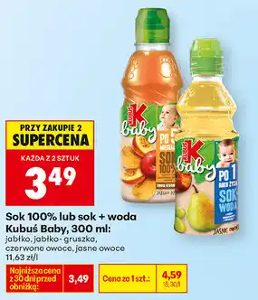 Biedronka Sok 100% lub sok + woda Kubuś Baby, 300 ml oferta