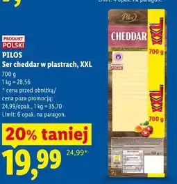 Lidl Ser cheddar w plastrach, XXL PILOS oferta