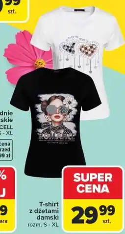 Carrefour T-shirt z dżetami damski oferta