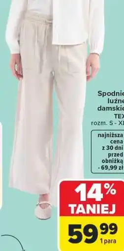 Carrefour Spodnie luźne damskie TEX oferta