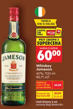 Biedronka Whiskey Jameson 40% oferta