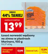 Biedronka Łosoś norweski wędzony na zimno w plastrach Marinero oferta