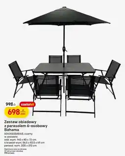 Castorama Zestaw obiadowy z parasolem 6-osobowy Bahama oferta