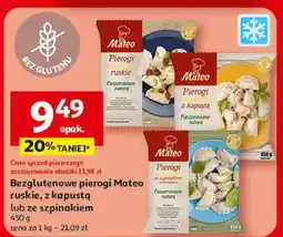 Auchan Bezglutenowe pierogi Mateo ruskie, z kapustą lub ze szpinakiem oferta
