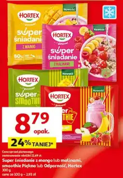Auchan Super śniadanie z mango lub malinami, smoothie Piękno lub Odporność, Hortex oferta