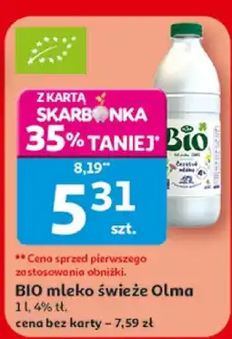 Auchan BIO mleko świeże Olma 1L 4% tł oferta