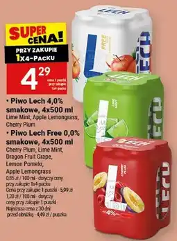 Twój Market Piwo Lech Free 0,0% smakowe Lime Mint, Dragon Fruit Grape, Lemon Pomelo, Apple Lemongrass oferta