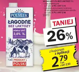 Selgros Mleko UHT 2% bez laktozy Polmlek Łagodne oferta