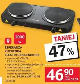 Selgros Kuchenka elektryczna ESPERANZA KUCHENKA ELEKTRYCZNA EKH010K oferta