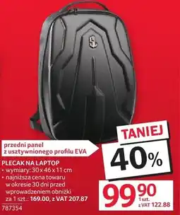 Selgros Plecak na laptopa przedni panel z szytym wytłoczonym profilem EVA wymiary: 30 x 46 x 11 cm oferta