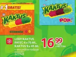 Selgros Lody Kaktus Patec 6 x 75ml, Kaktus 9 x 45ml wszystkie rodzaje oferta