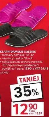 Selgros Klapki damskie i męskie rozmiary damskie: 38-42, męskie: 39-44 oferta