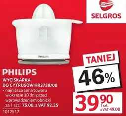 Selgros Wyciskarka PHILIPS WYCISKARKA DO CYTRUSÓW HR2738/00 oferta