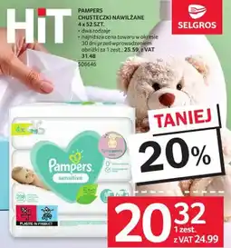 Selgros Chusteczki nawilżane Pampers Sensitive 4x52 szt oferta