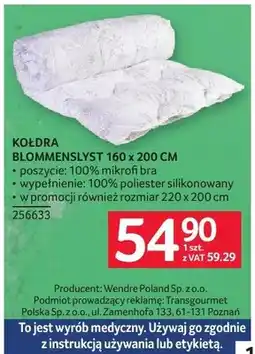 Selgros Kołdra Blommenslyst 160 x 200 cm oferta