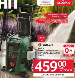 Selgros Myjka wysokociśnieniowa BOSCH MYJKA WYSOKOCIŚNIENIOWA UNIVERSAL AQUATAK 135 oferta