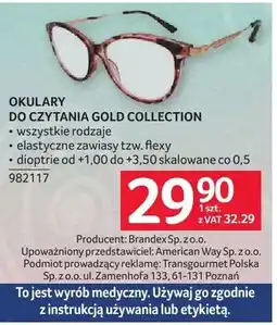 Selgros Okulary do czytania GOLD COLLECTION OKULARY DO CZYTANIA GOLD COLLECTION oferta
