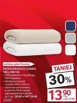Selgros Pościel prześcieradło z gumką 180 x 200 cm oferta