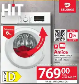 Selgros Pralka AMICA PRALKA NWAS610DL oferta