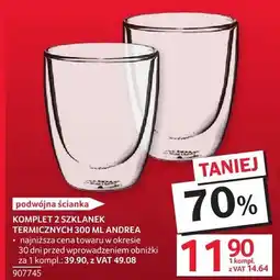 Selgros Komplet szklanek KOMPLET 2 SZKLANEK TERMICZNYCH 300 ML ANDEA oferta