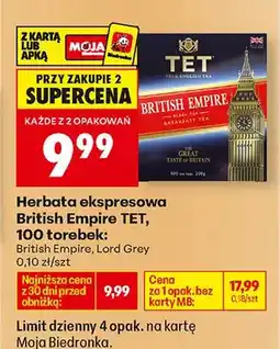 Biedronka Herbata ekspresowa British Empire oferta