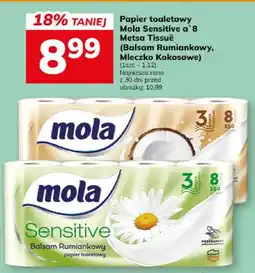 Hitpol Papier toaletowy Mola Sensitive a'8 Biała Tissue Balsam Rumiankowy, Mleczko Kokosowe oferta