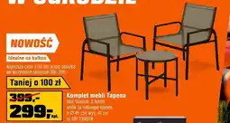 OBI Komplet mebli Tapena stal, tkanina, 2 fotele, stolik ze szklanym blatem o Ø 45 cm, wys. 41 cm oferta