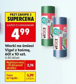 Biedronka Worki na śmieci z taśmą 60 l x 10 szt oferta