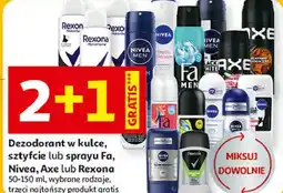 Auchan Dezodorant w kulce, sztyfcie lub sprayu Fa, Nivea, Axe lub Rexona oferta
