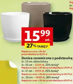 Auchan Donica ceramiczna z podstawką śr. 13 cm, różne kolory oferta