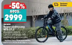 Biedronka ANCHEER Rower elektryczny MTB 27,5 dostępne kolory: czarny z zielonymi lub niebieskimi elementami oferta