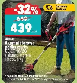 Biedronka EINHELL Akumulatorowa podkaszarka GE-CT 18/28 z akumulatorem i ładowarką oferta