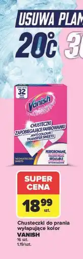 Carrefour Chusteczki do prania wyłapujące kolor VANISH 16 szt oferta