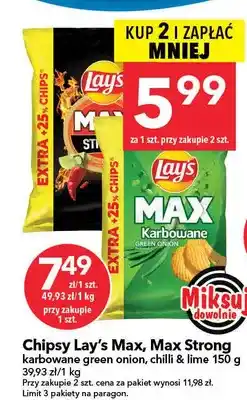 Lewiatan Chipsy karbowane green onion, chilli & lime oferta