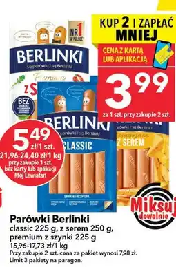 Lewiatan Parówki classic z 2% tł., z serem, premium z szynki oferta
