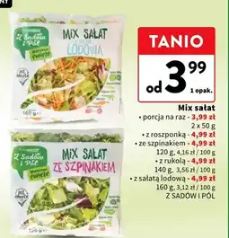 Intermarche Mix sałat Z Sadów I Pól - porcja na raz, z rozponką, ze szpinakiem, z rukola, z sałatą lodową oferta
