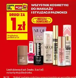 Biedronka Wszystkie kosmetyki do makijażu i stylizacji paznokci DRUGI ZA 1 ZŁ oferta