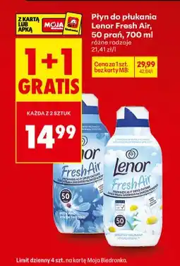 Biedronka Płyn do płukania Fresh Air, różne rodzaje 1+1 GRATIS oferta